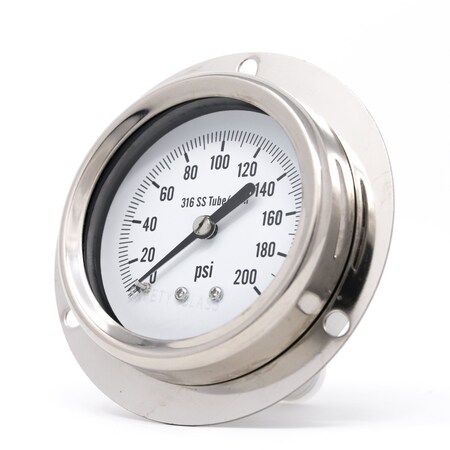 Pic Gauges 2 1/2 in Dial, 1/4 in NPT Male Lower Back Location, Stainless Steel Case Material PRO-314D-254G